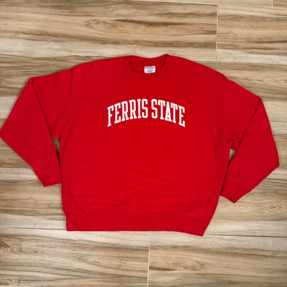 Champion Reverse Weave Ferris State Sweatshirt Red Mens 2XL Pullover Crewneck